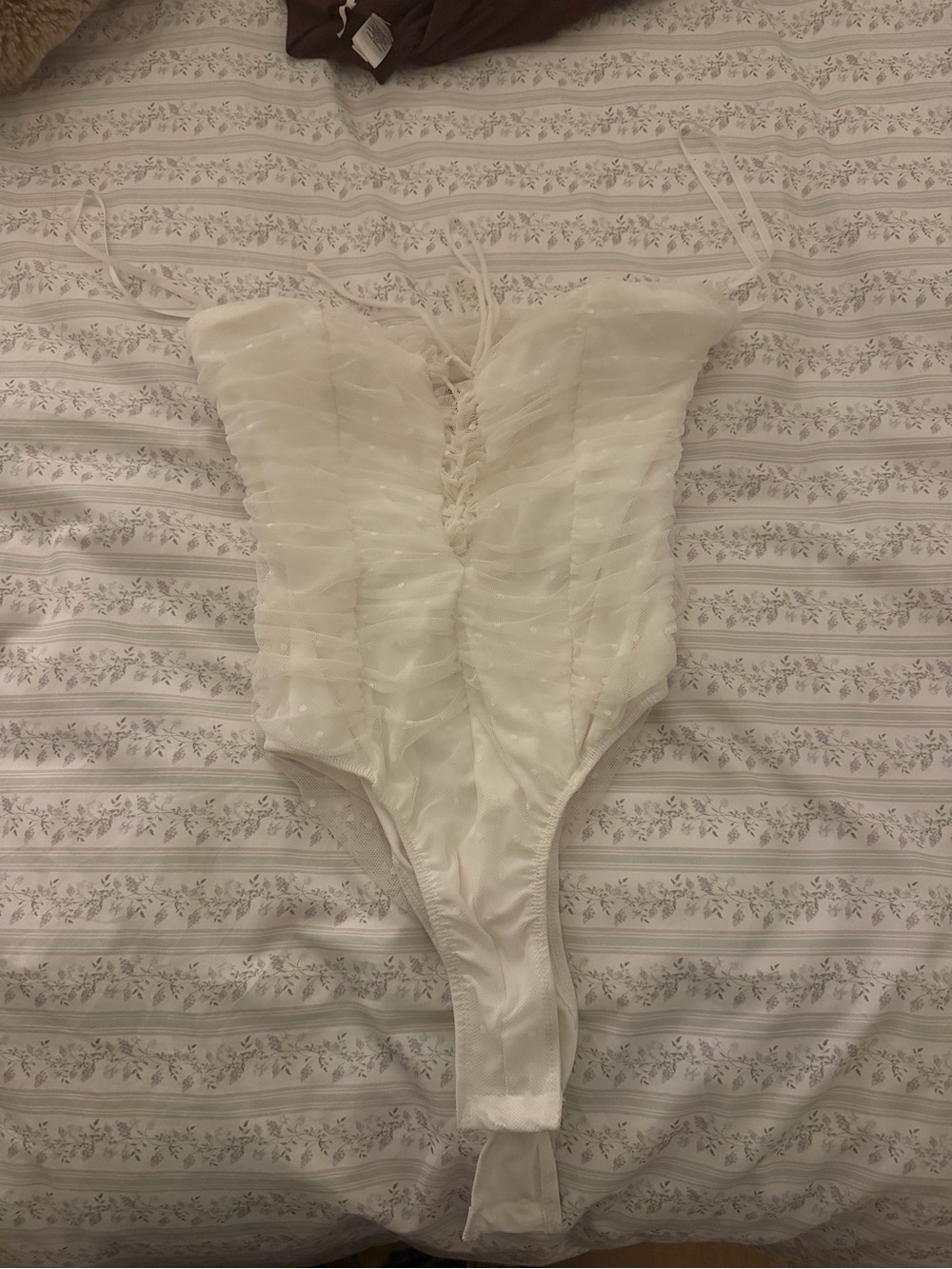 Princess Polly White Ruffle Lace-Up Bodysuit